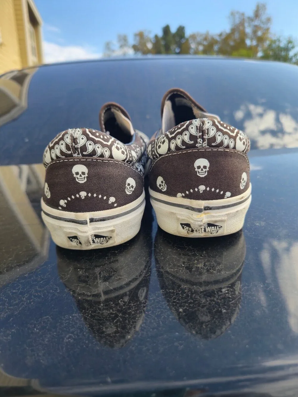 Vans Slip-On Shoes with Skull and Paisley Print, Size 7 Men's / 8.5 Women's